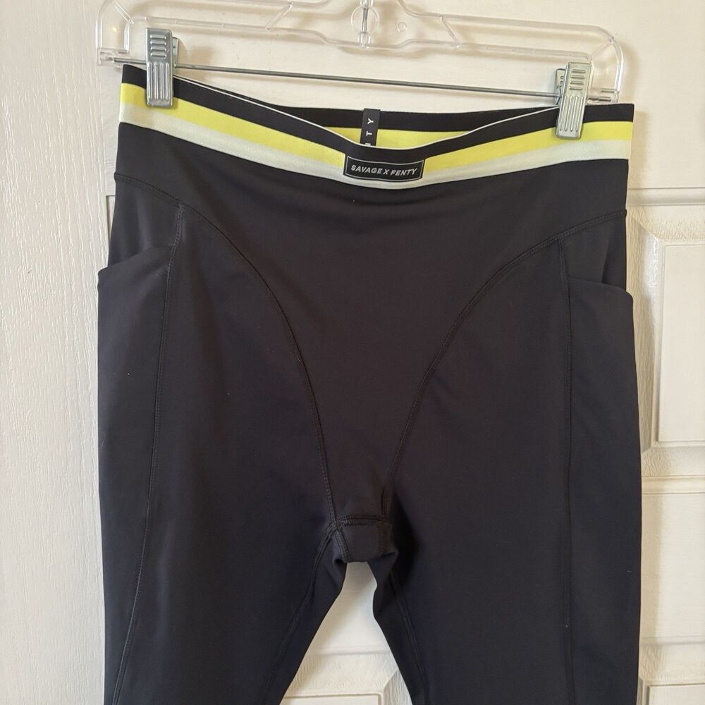 Savage Fenty Womens Legging Size XS Black Yellow‎ High Waist Yoga Athleisure Run - Picture 3 of 9